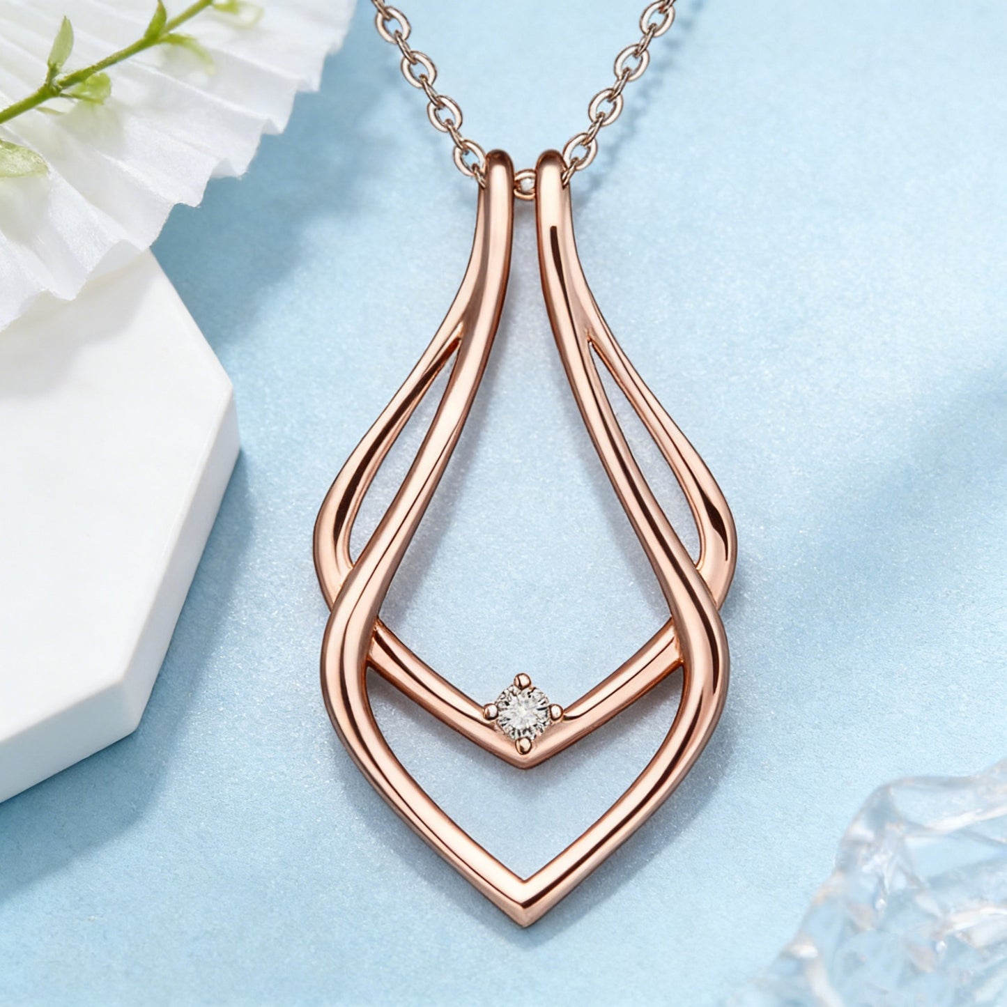 Geometric Water Drop Titanium Steel Niche Necklace
