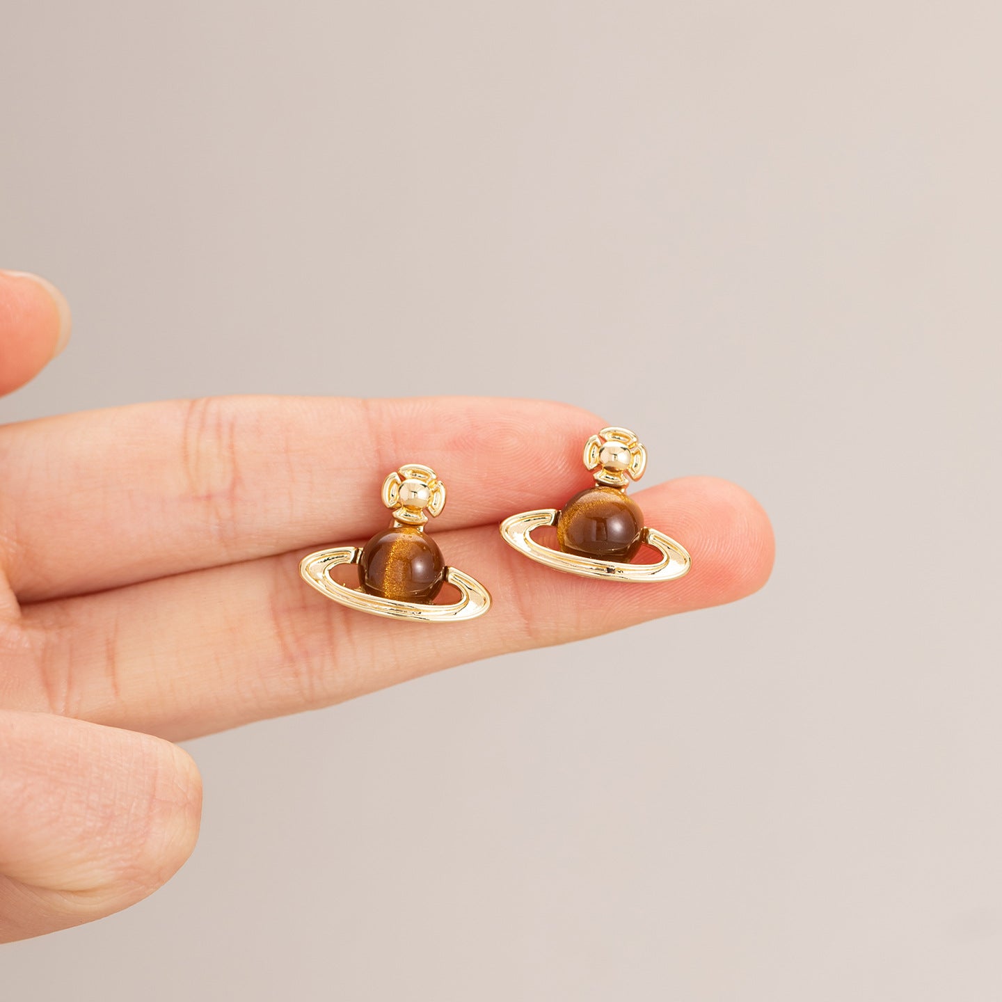 Golden Surrounding Ball Cute Childlike Cross Horn Without Ear Clip