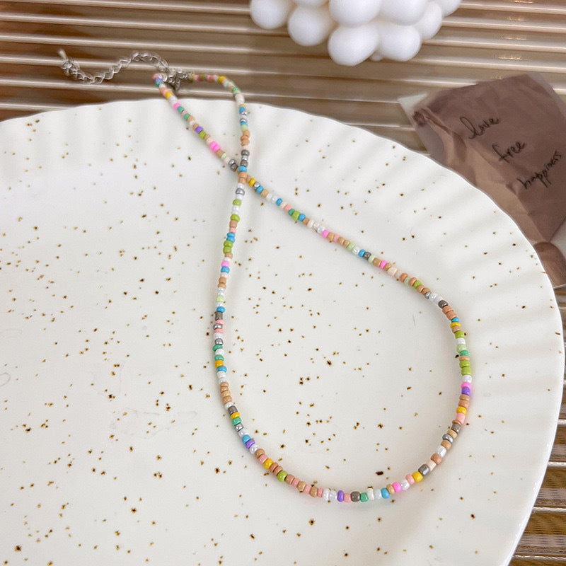 Women's Style Sweet Dopamine Small Beads Beaded Girly Rainbow Necklaces