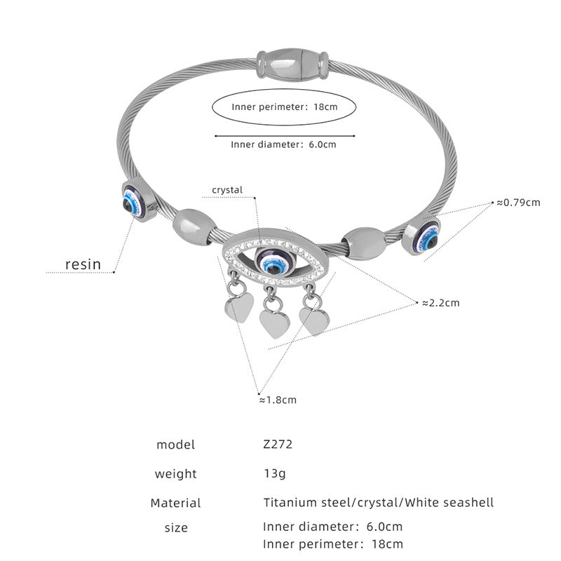 Bracelets rétro en forme de cœur pour femmes, pendentif en acier titane plaqué or