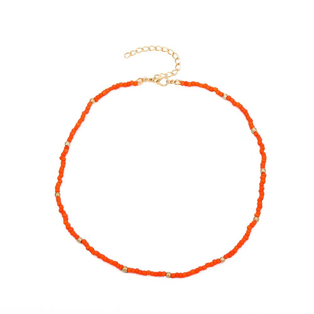 Fashion Beaded Colorful Small Beads Summer Beach Clavicle Chain Necklace