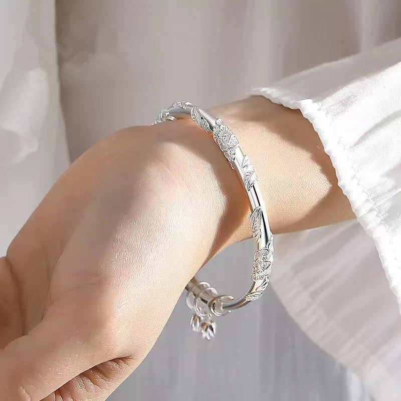 Like Brocade Sier Female Telescopic Push Pull Ancient Style Happy Bracelets