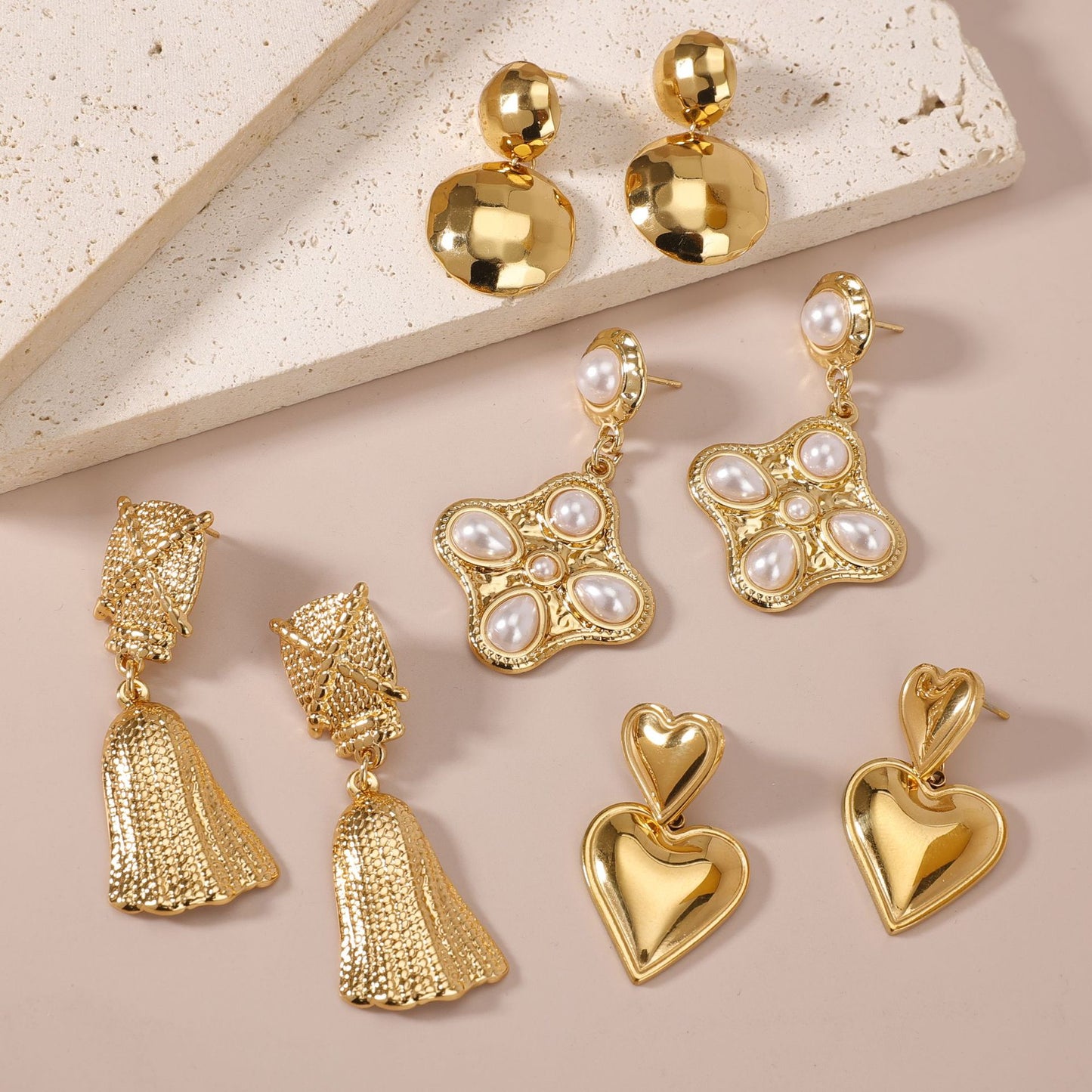 Flowers Stainless Steel Light Luxury High-grade Eardrops Gold Earrings
