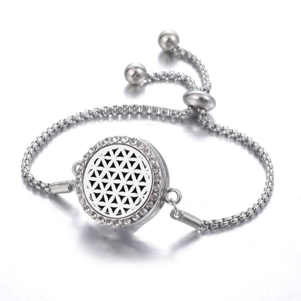 Steel Hollow Oil Lucky Tree Open Box Bracelet