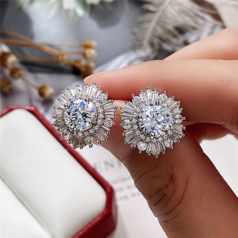 Luxury Full Rhinestone Zircon Snowflake The Earrings