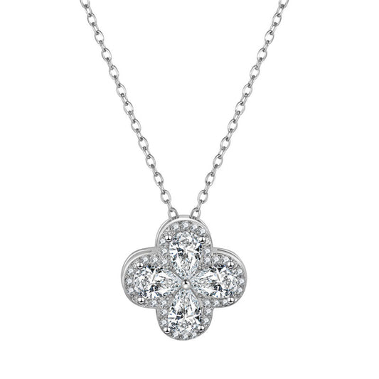 Style Fashion Diamond Studded Hand Four-leaf Clover Necklaces