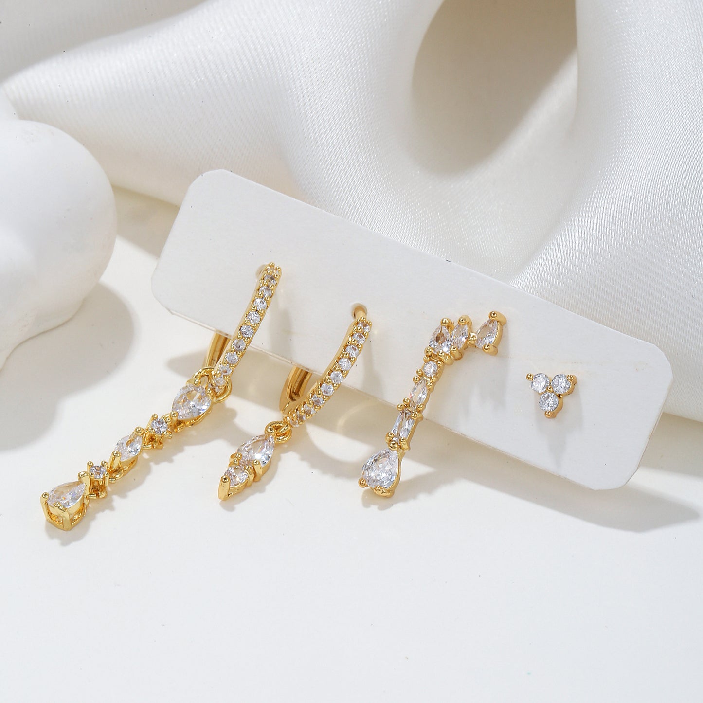 Trendy Suit Geometric Zircon Ear Ornament Earrings