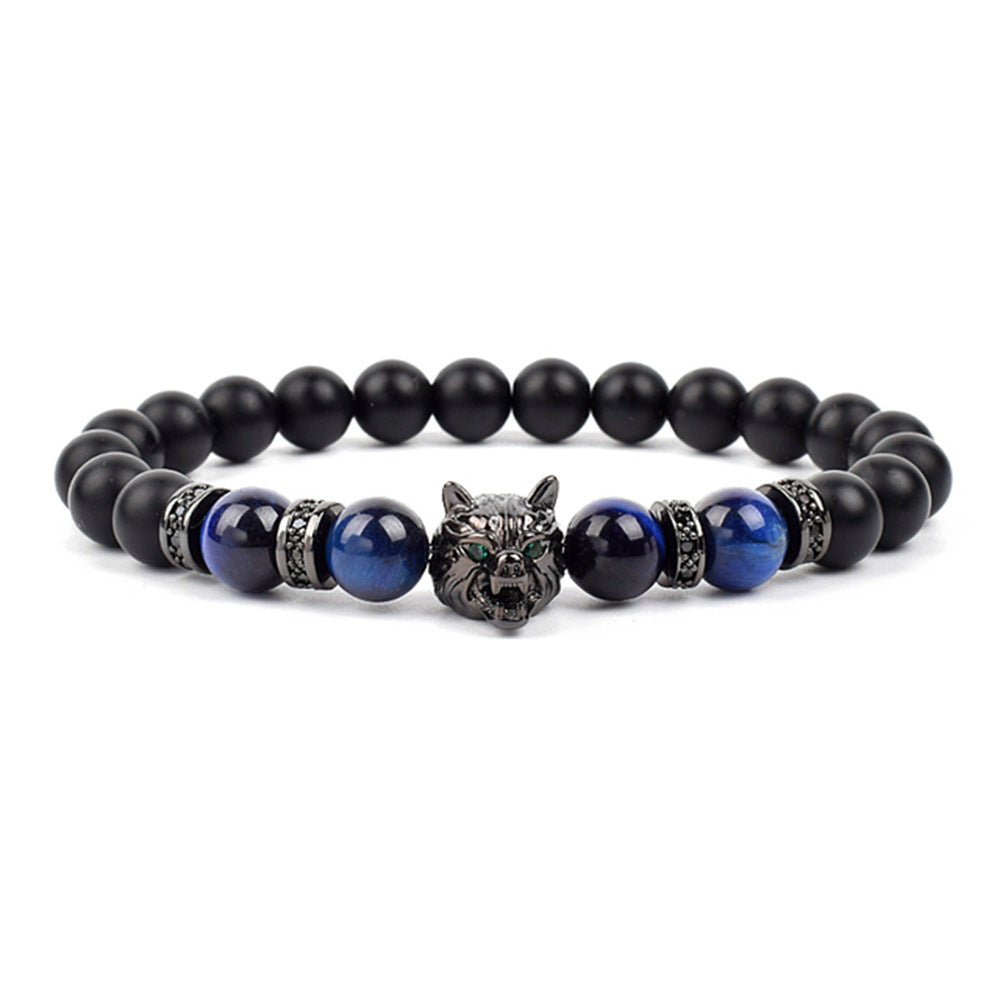 Bracelets en Zircon incrustés de Micro tête de loup dominateur pour hommes