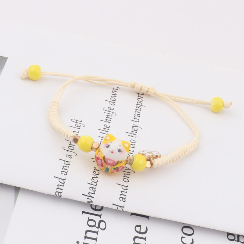 Cute Cartoon Lucky Cat Candy Color Bracelets