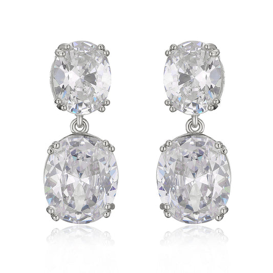 Autumn Personality Retro Oval Zircon Female Earrings