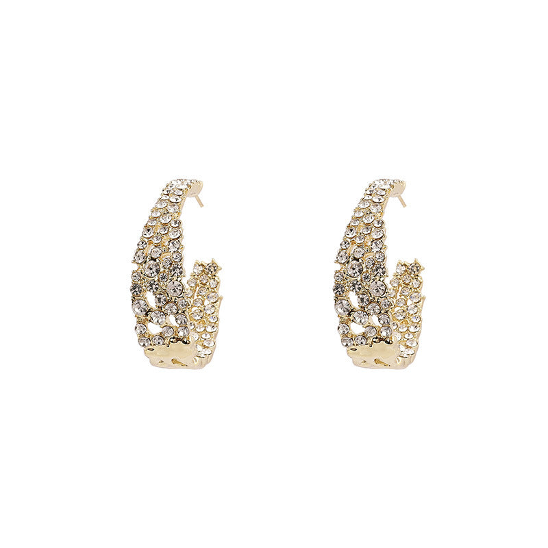 Boucles d'oreilles rétro super brillantes en strass pour femmes