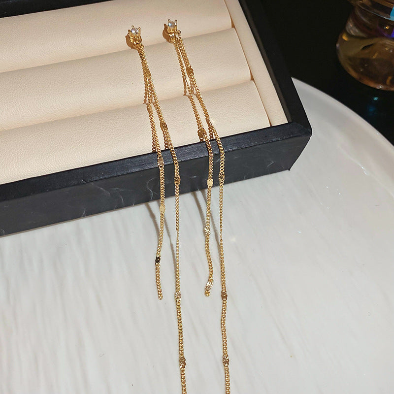 Needle Super Flash Zircon Rhinestone French Entry Lux Elegant Long Rings