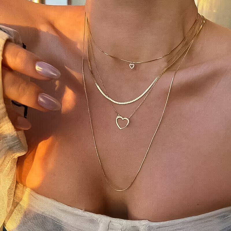 Diamond Heart Clavicle Chain Creative Retro Necklaces