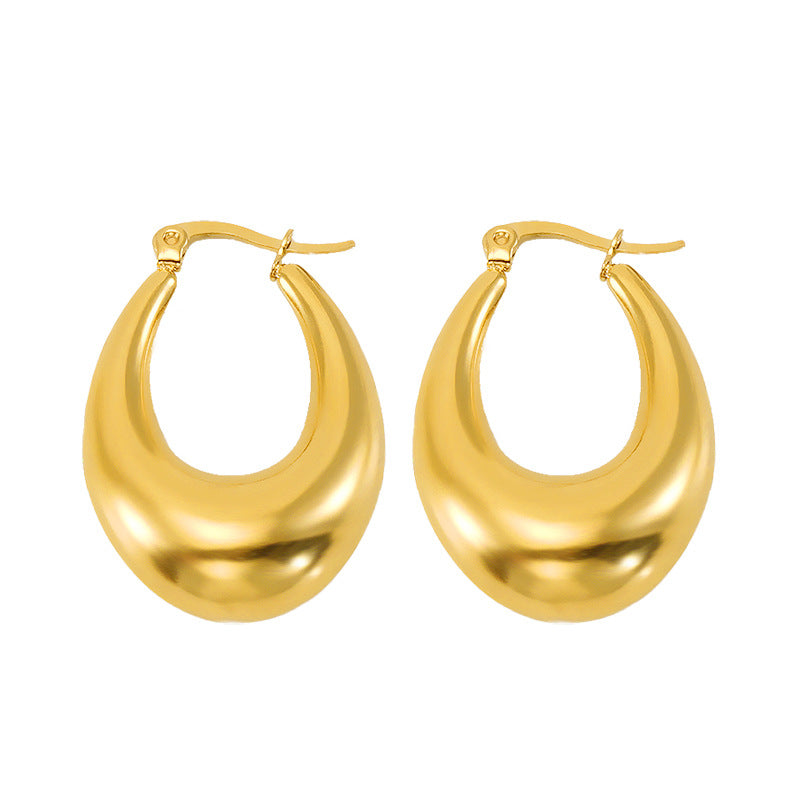 Hollow Crescent Female Gold Titanium French Earrings