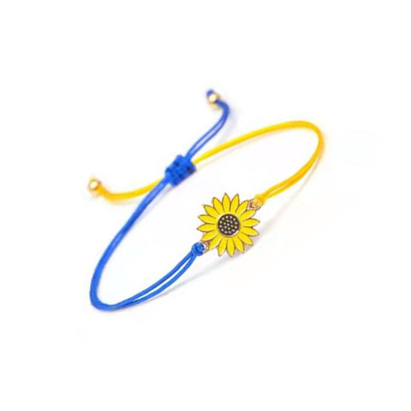 Daisy Yellow Blue Wax Line Woven Bracelets