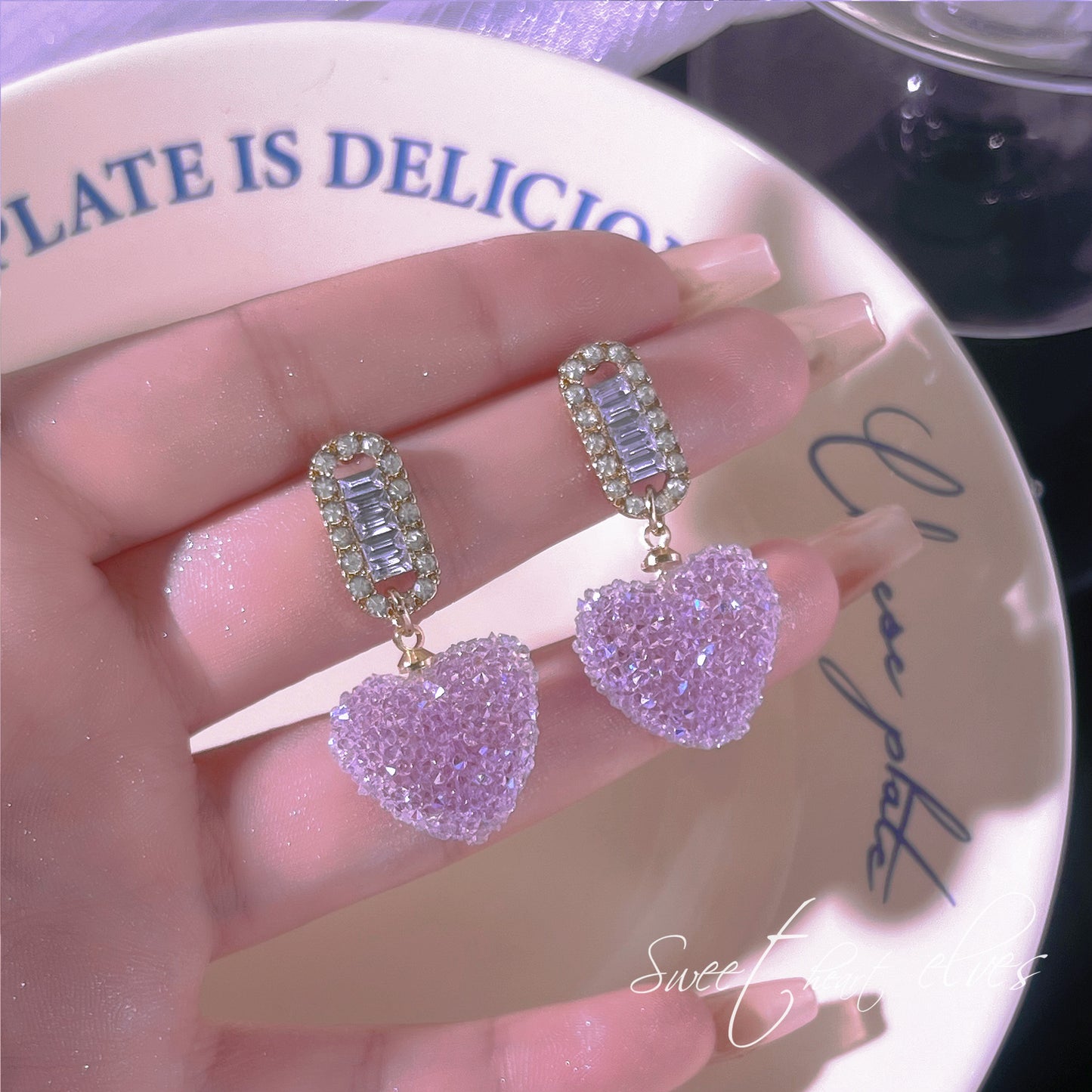 Purple Soft Candy Peach Heart Female Rings