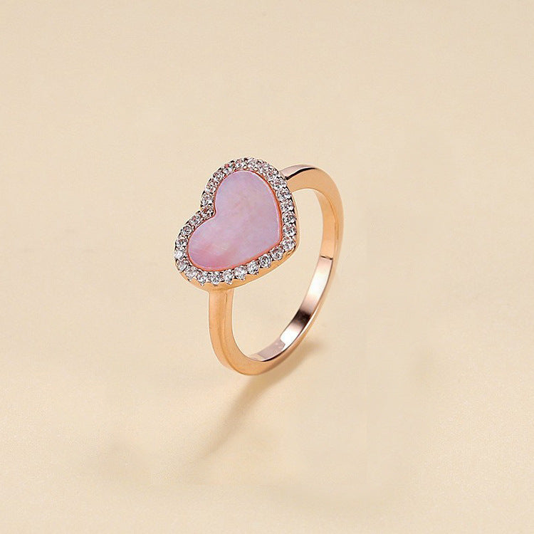 Women's White Shell Micro Inlaid Zircon Versatile High Sense Color Retention Rings