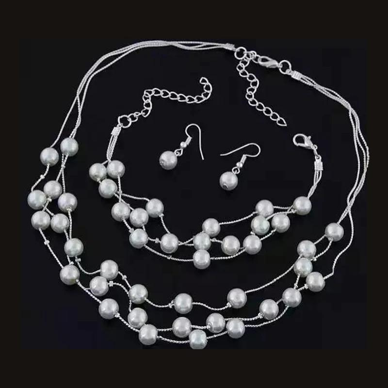Versatile Imitation Pearl First Three-piece Decoration Jewelry Set