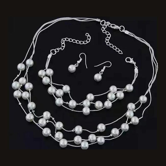 Versatile Imitation Pearl First Three-piece Decoration Jewelry Set
