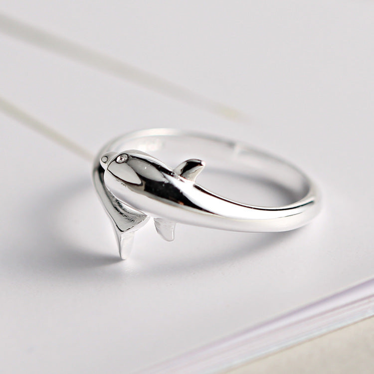 Women's Fashion Sier Romantic Dolphin Lovers Open Rings