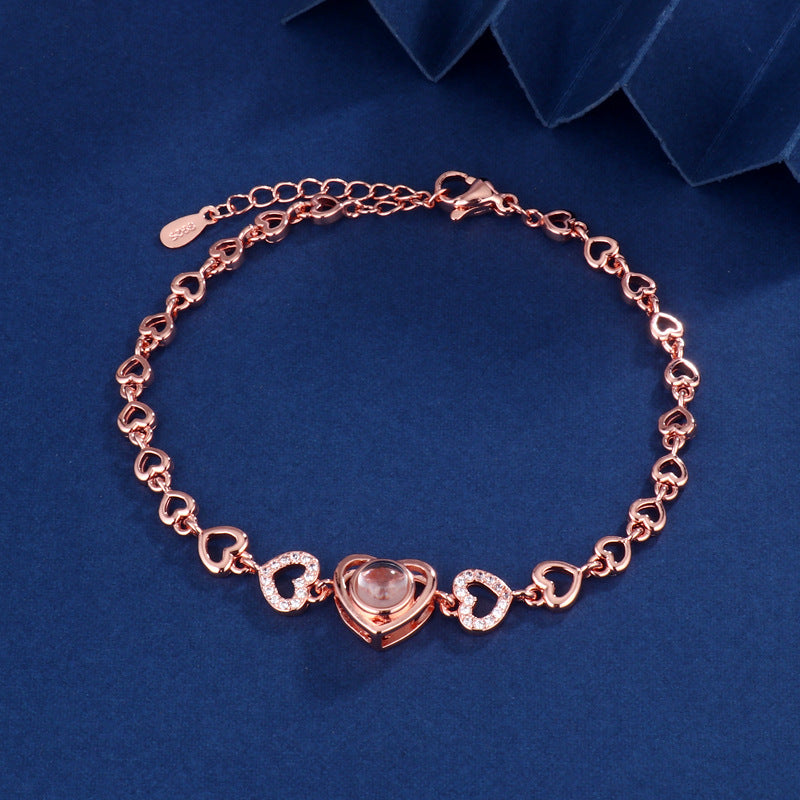 Projection Fashion Minority Design Zircon Heart-shaped Bracelets