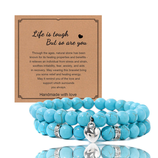 Bracelets en cristal de pierre turquoise cadeau zèbre rose