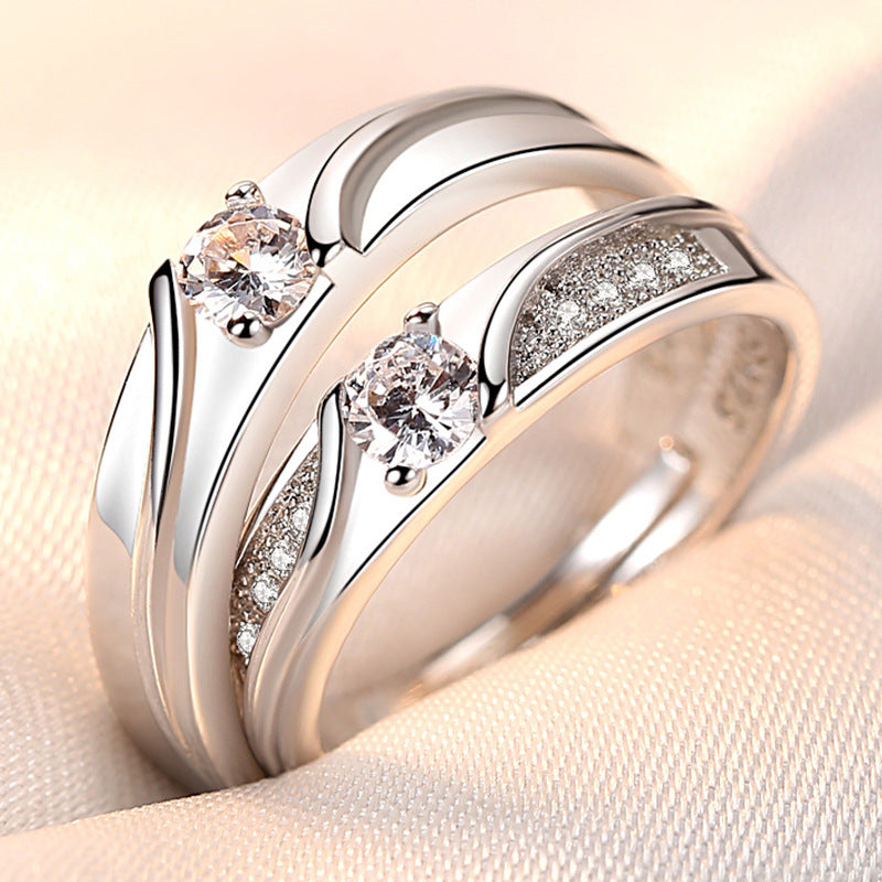 Zircon Couple Light Luxury Korean Style Stylish Rings