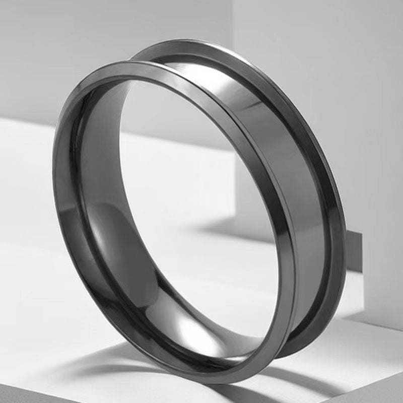 Titanium Steel Female Niche French Electroplating Ring