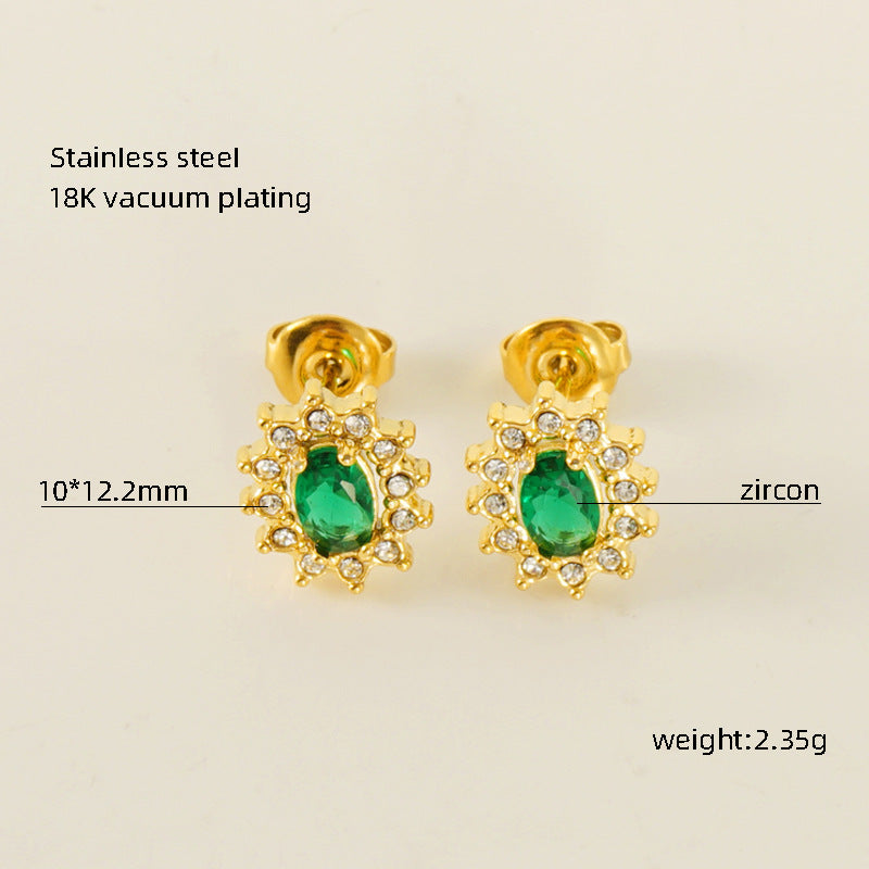 Women's Titanium Steel Zircon Stainless Square High-grade Earrings