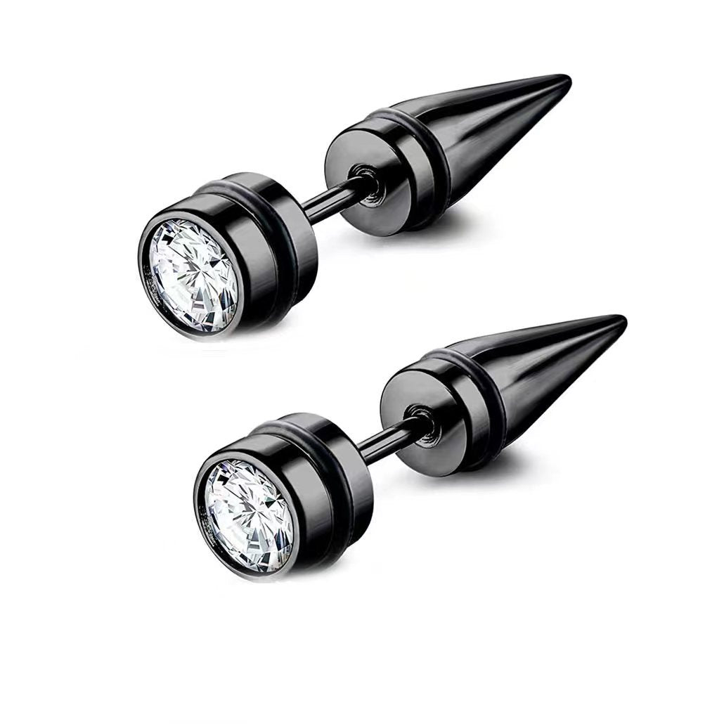 Women's & Men's Korean Style Simple Rhinestone Pointed Cone Earrings