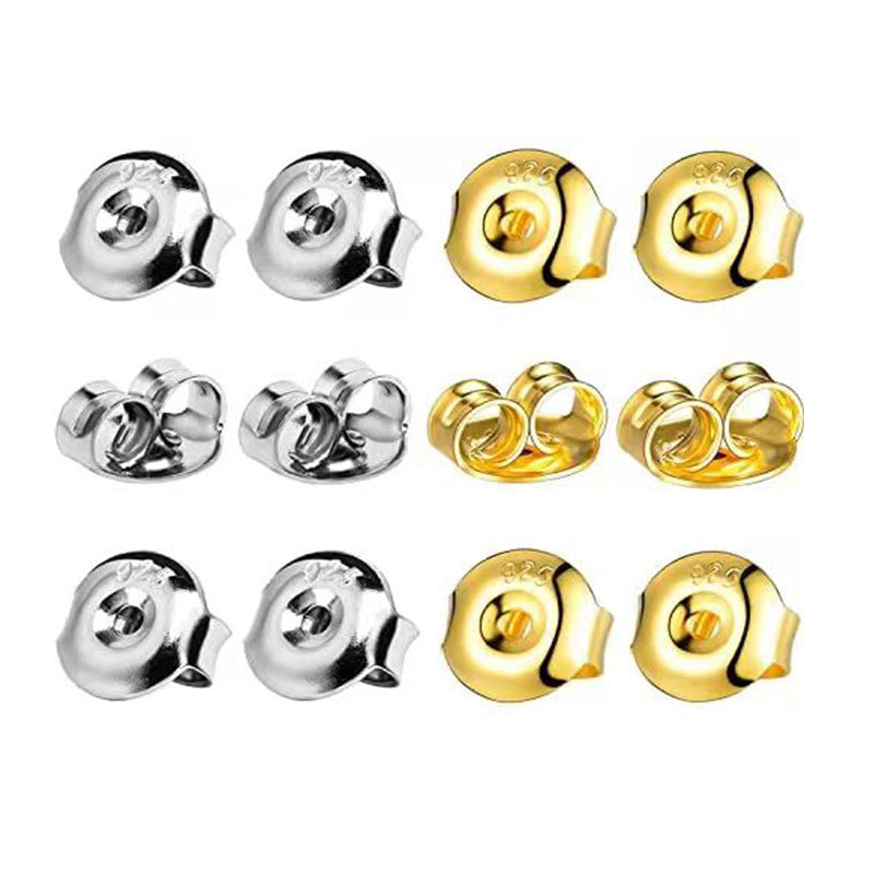 Butterfly Clasp Metal Electroplated Back Plug Embossed Round Hook Eye Rings
