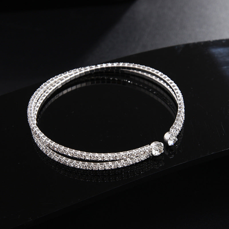 Steel Wire Wide Open Cross Elastic Combination Bracelets
