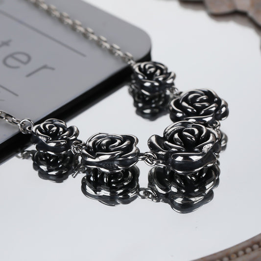 Korean Style Retro Rose Design Cold Necklaces