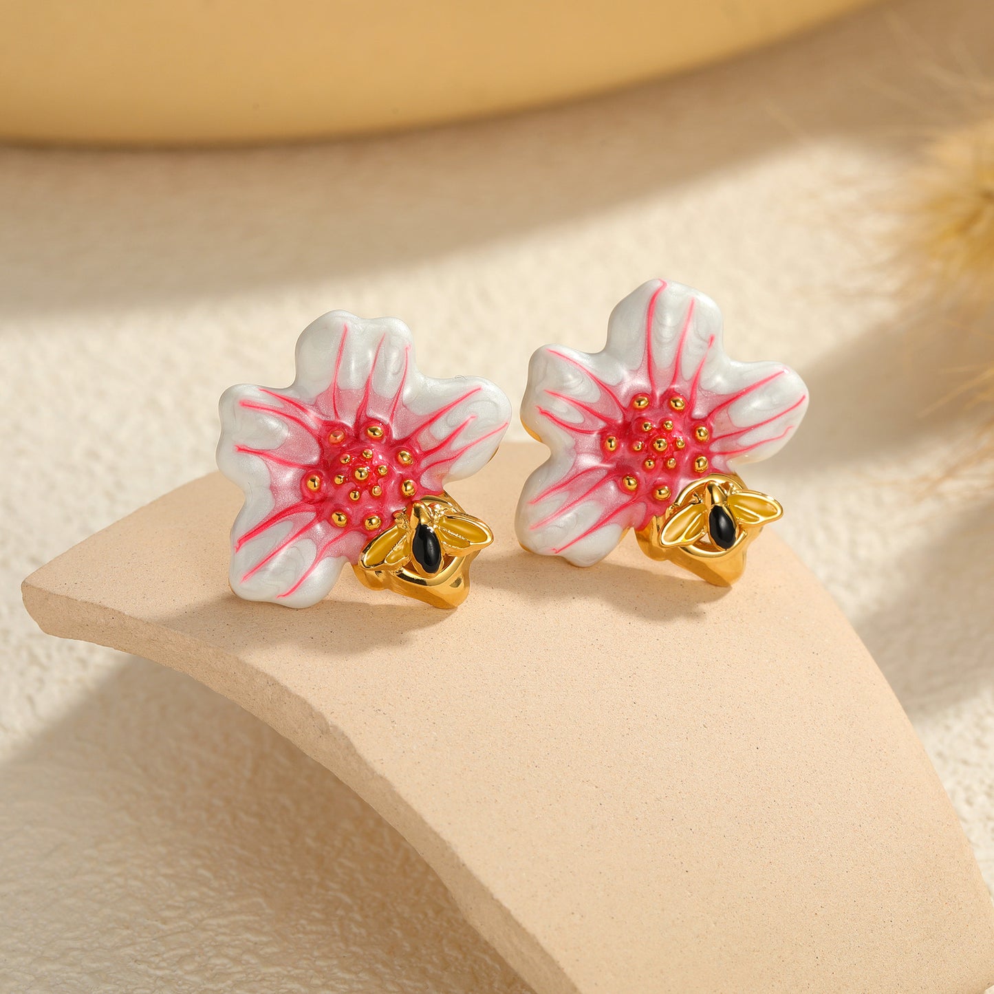 Three-dimensional Gradient Flower Stainless Steel Sweet Elegant Jewelry Set