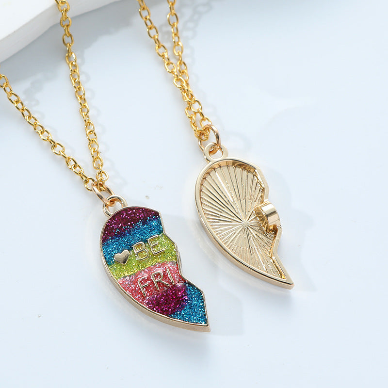 Letter Good Friend Magnetic Gradient Color Pendants