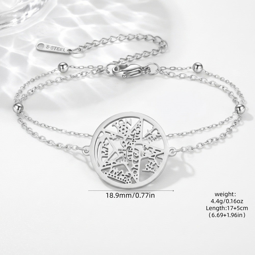 Women's & Men's Hollow Five-pointed Star Stainless Steel Adjustable Bracelet