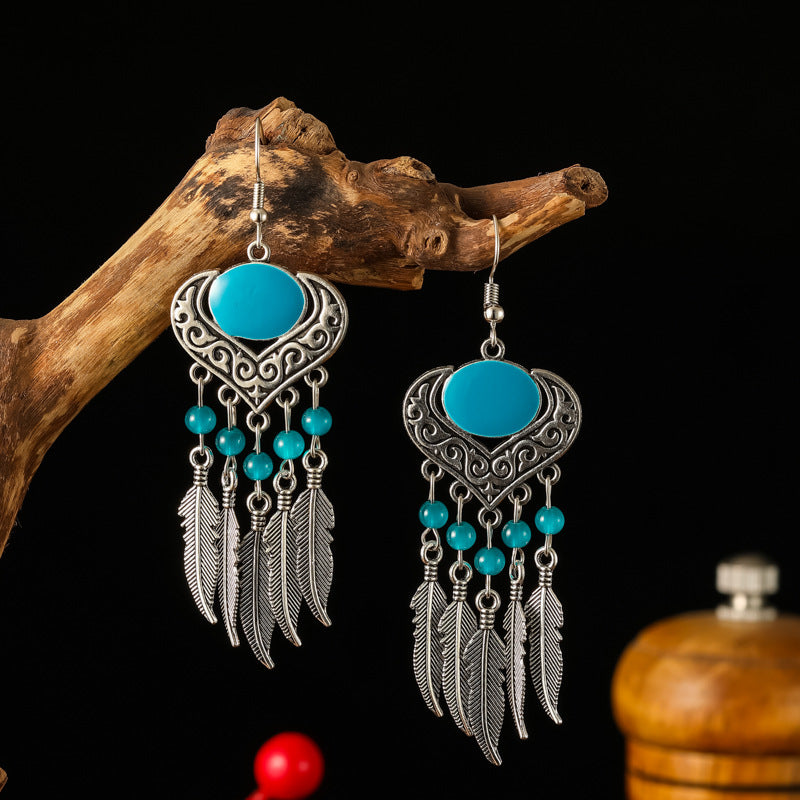 Turquoise Ethnic Style Retro Alloy Yunnan Rings