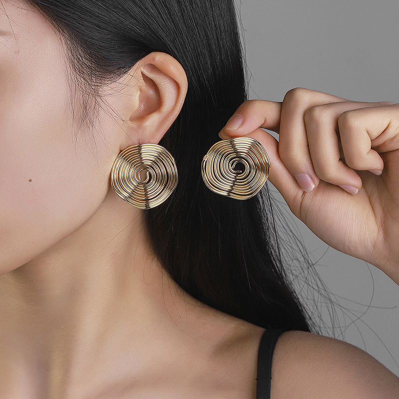 Personality Affordable Luxury Fashion Design Versatile Advanced Round Thread Earrings