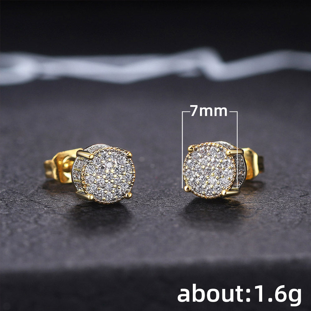 Men's Shi Diamond Hip Hop Micro Inlaid Earrings