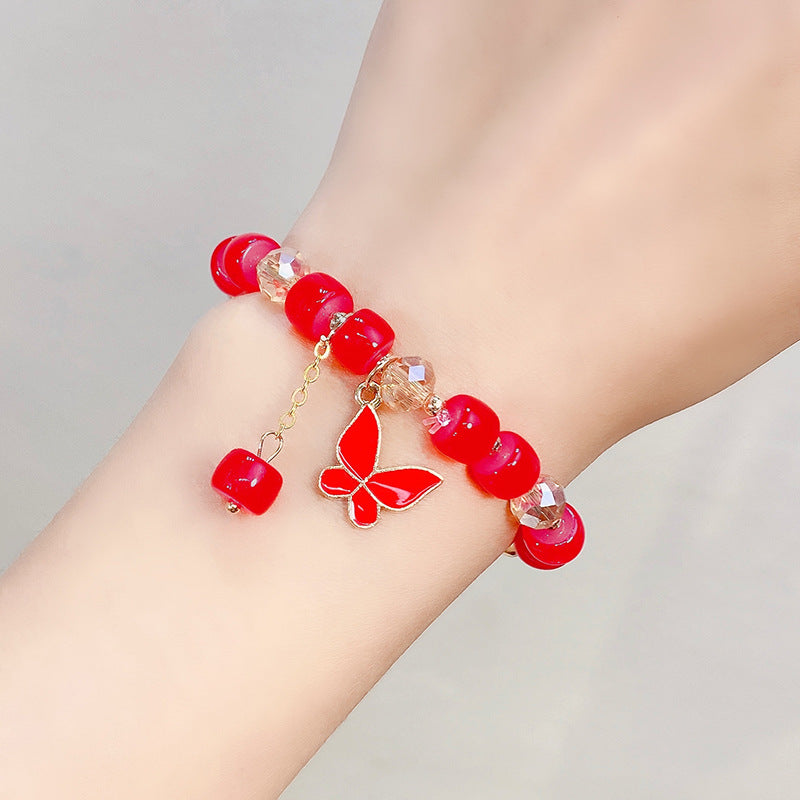 Bracelets de fleurs en cristal de dessin animé de princesse perlée pour enfants