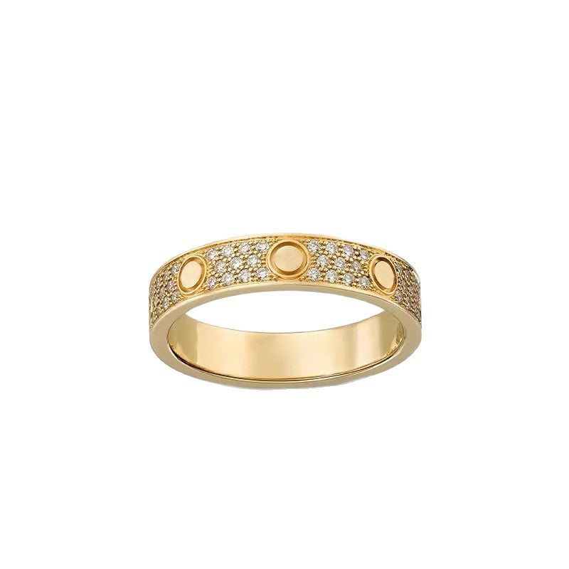 Starry Sky Double Row Drill Three-row Black Nail Ring