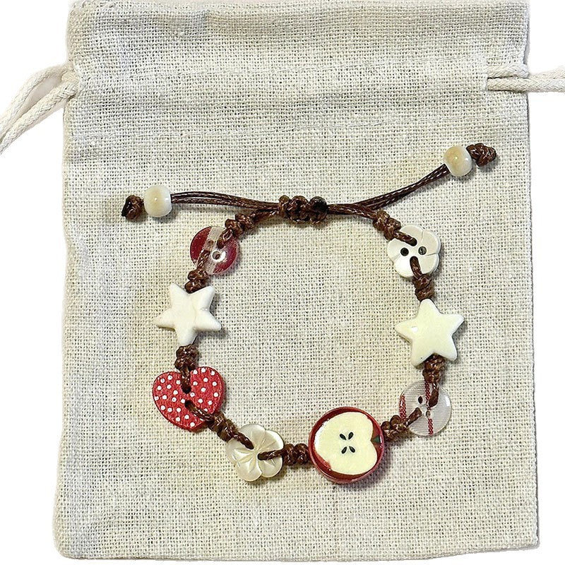 Apple Paradise Hand-woven Niche Colorful Beaded Button Cute Sweet Bracelet