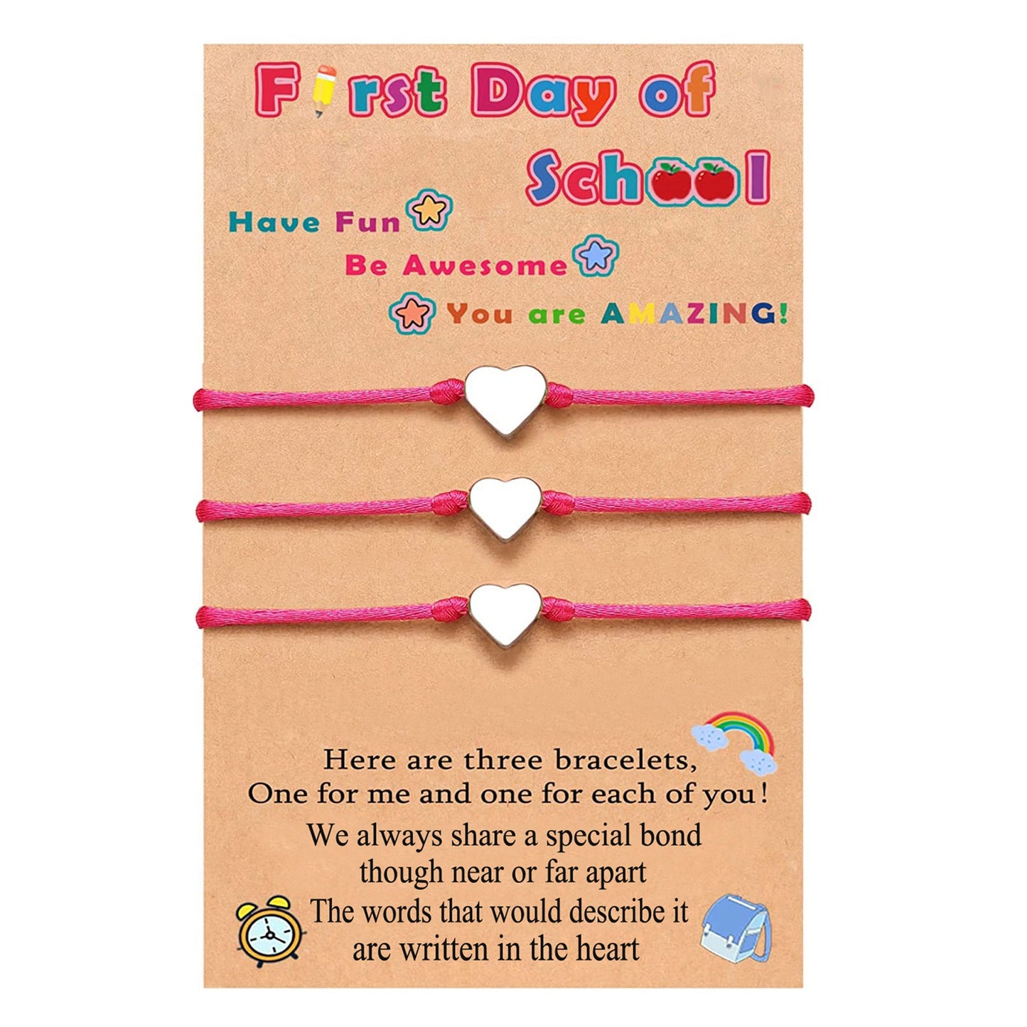 School Creative Copper Glossy Small Heart Card Wrist Bracelets