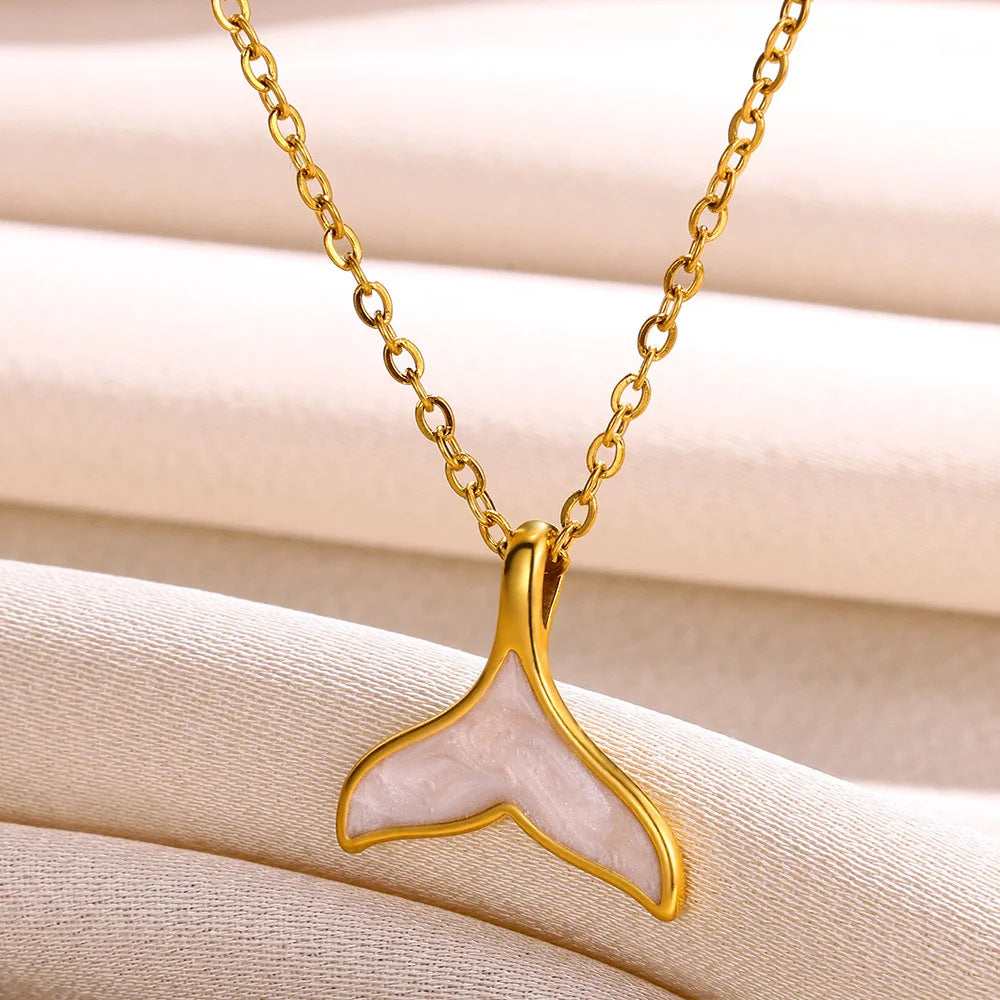 Small Conch Stainless Steel Shell Starfish Ocean Vacation Necklace