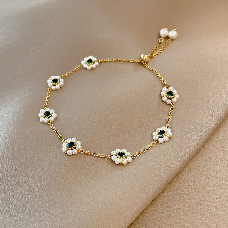 Affordable Luxury Fashion Personality Temperament Wild Simple Pearl Style Geometric Bracelet