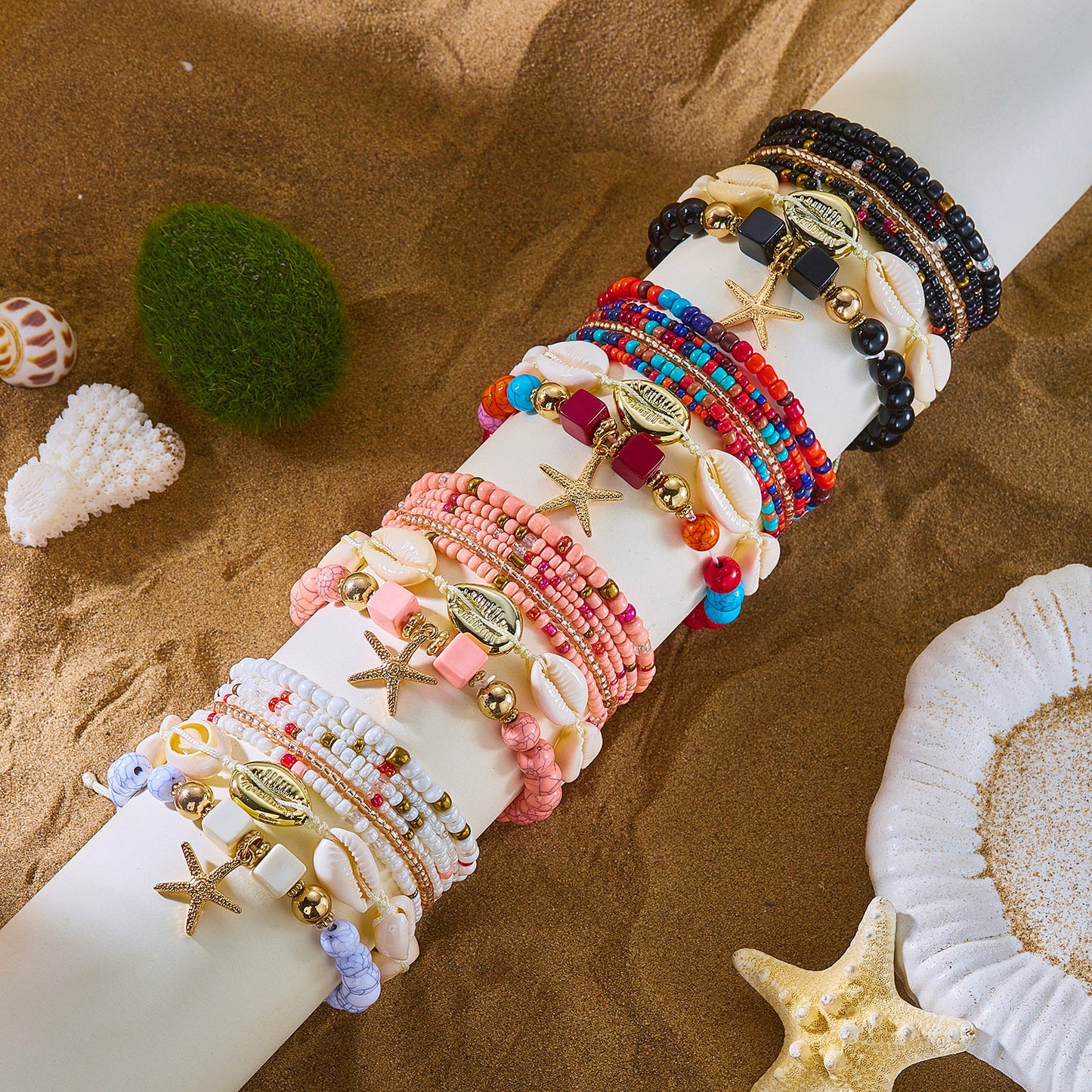 Bohemian Vacation Style Twin Bead Shell Creative Design Bracelets