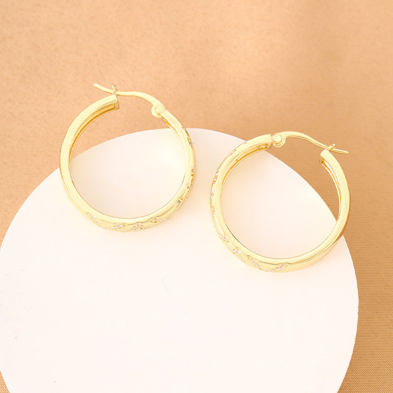 Women's Luxury Twill Full Diamond Trendy High-grade Earrings