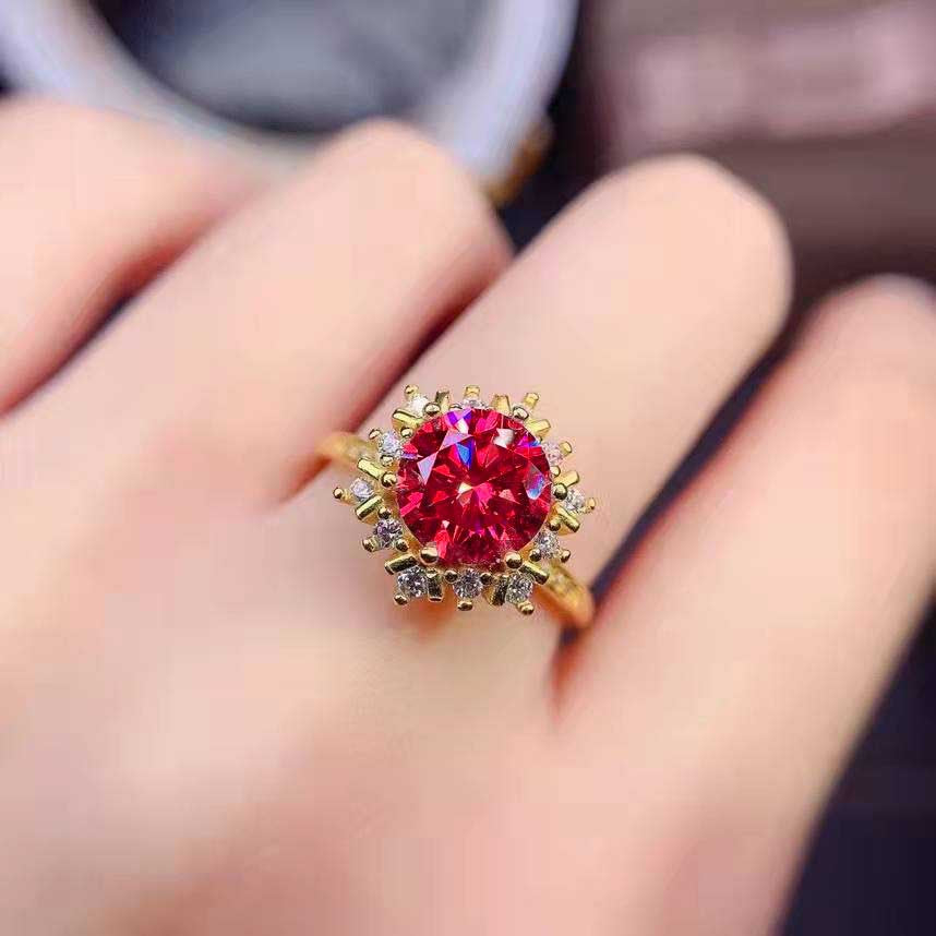 Plated Red Corundum Female Carat Snowflake Rings