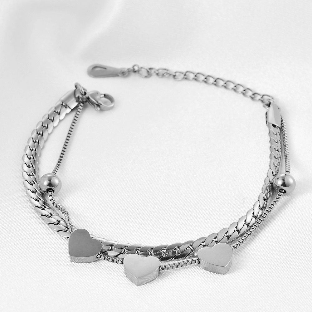 Love Heart Simplicity Gold Stainless Steel Bracelet