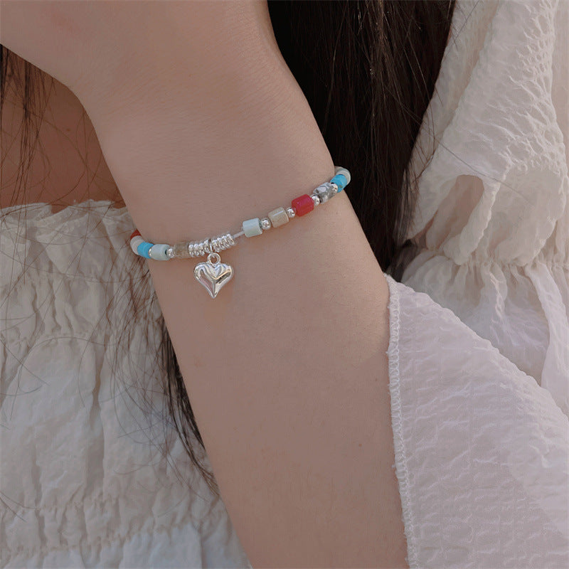 Bracelets en cristal rose pour femmes, Quartz fraise naturel, cœur d'amour doux et frais